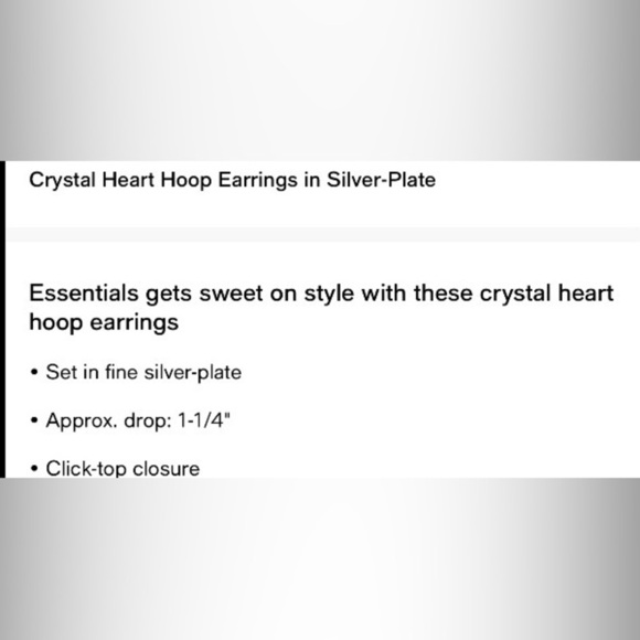 Crystal Heart Hoop Earrings in Silver-Plate - Picture 2 of 6